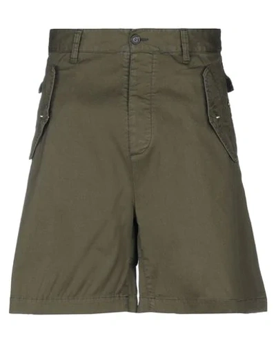 Shop Dsquared2 Man Shorts & Bermuda Shorts Military Green Size 38 Cotton, Elastane