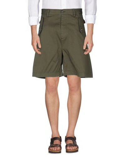 Shop Dsquared2 Man Shorts & Bermuda Shorts Military Green Size 38 Cotton, Elastane