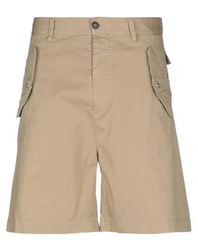 Shop Dsquared2 Man Shorts & Bermuda Shorts Beige Size 30 Cotton, Elastane