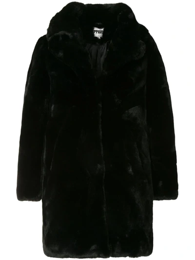 Shop Apparis 'sasha' Faux-fur-mantel In Black