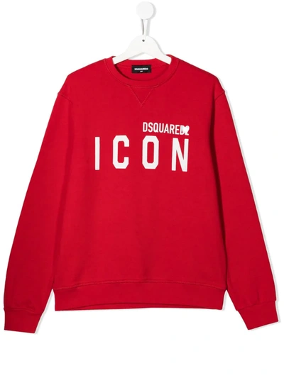 Shop Dsquared2 Teen Icon Logo Print Sweatshirt In Red