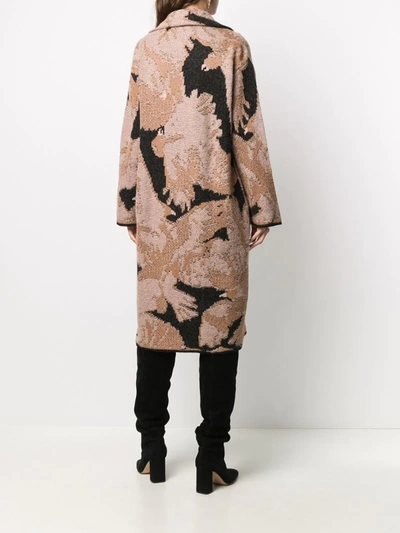 Shop Lala Berlin Abstract Knit Cardigan Coat In Neutrals