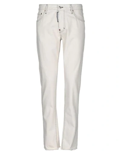 Shop Dsquared2 Man Jeans Ivory Size 34 Cotton, Polyurethane In White