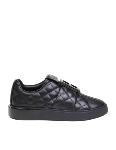 Shop Balmain Sneakers In Black Quilted Leather