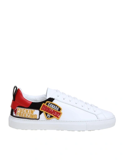 Shop Dsquared2 New Tennis Sneakers In Leather In White/black