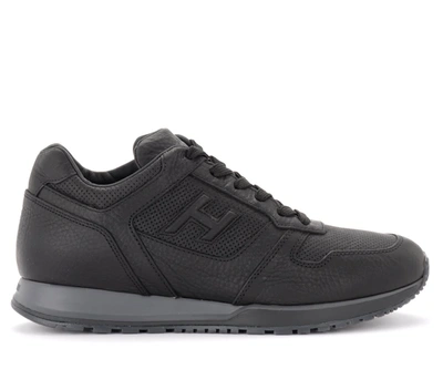 Shop Hogan H321 Sneaker In Perforated Black Leather In Nero