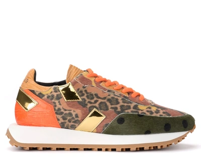 Shop Ghoud Rush Sneaker In Orange And Green Suede And Pony Skin In Multicolor