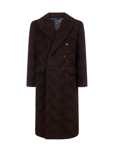 Shop Mp Massimo Piombo Double-breasted Wool-teddy Coat In Marrone