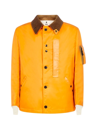 Shop Junya Watanabe Corduroy-collar Nylon Twill Jacket In Orange Beige