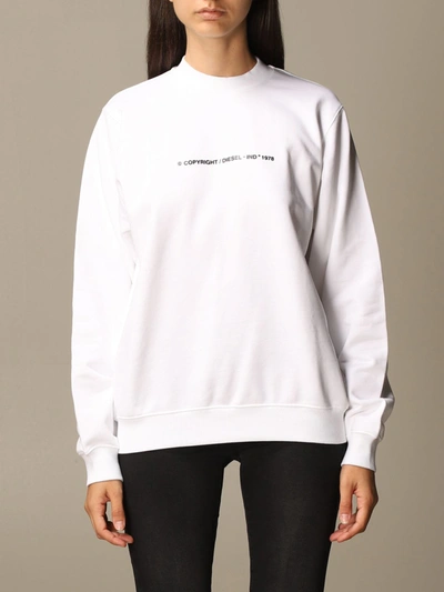 Shop Diesel Sweatshirt In Copyright Cotton In White