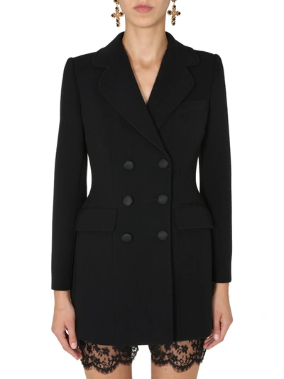 Shop Dolce & Gabbana Long Double-breasted Jacket In Nero