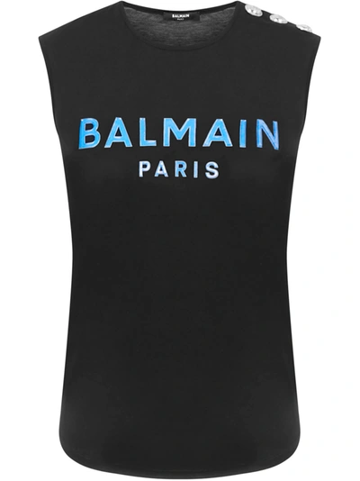 Shop Balmain Paris Tank Top In Black