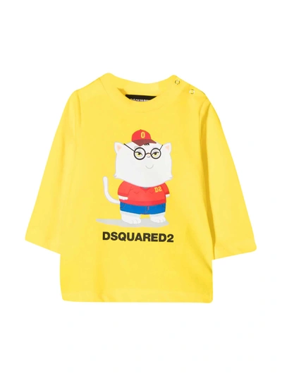 Shop Dsquared2 Yellow Newborn T-shirt In Gialla