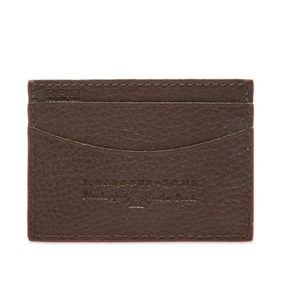 Shop Barbour Grain Leather Card Holder In Brown