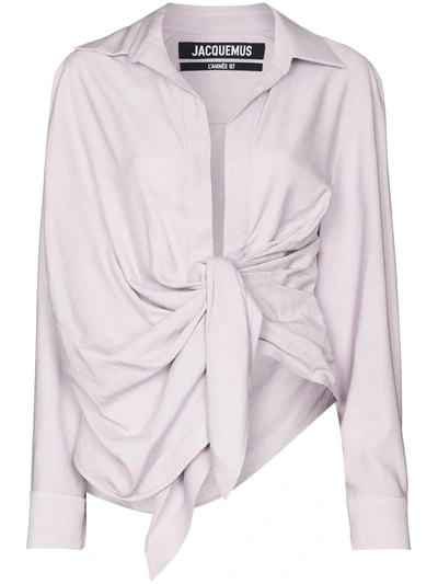 Shop Jacquemus Le Bahia Draped Blouse In Purple