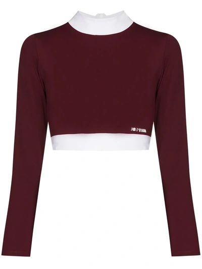 Shop Staud X New Balance Long-sleeve Crop Top In Red