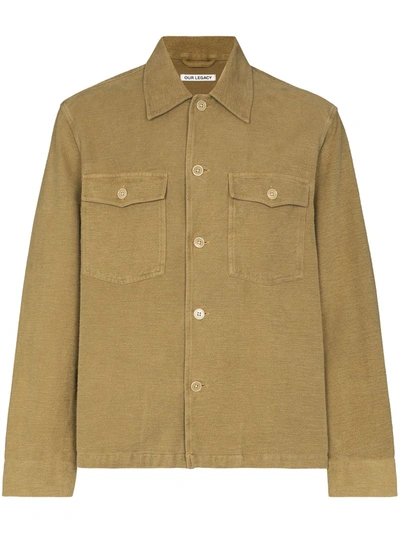 Shop Our Legacy Brushed-effect Cotton Shirt In Green