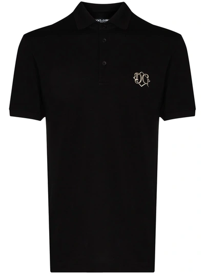 Shop Dolce & Gabbana Embroidered Dg Logo Polo Shirt In Black