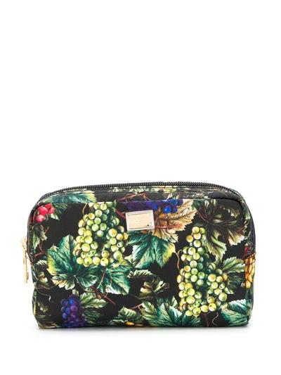 Shop Dolce & Gabbana Grape Print Make-up Bag In Green