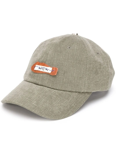 Shop Ader Error Logo-print Cotton Cap In Green