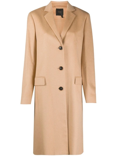 Shop Agnona Single-breasted Midi Coat In Neutrals