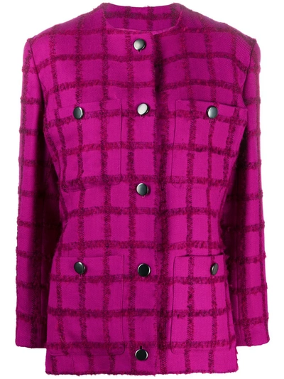 Pre-owned Saint Laurent 2000s Checked Collarless Jacket In Purple