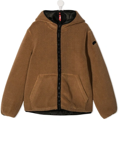 Shop Ai Riders On The Storm Young Fleece Hooded Jacket In Brown