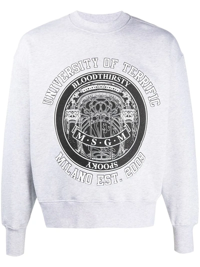 Shop Msgm Graphic Print Sweatshirt In Grey