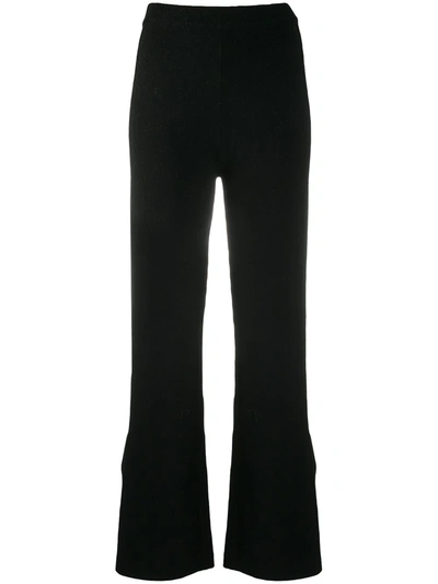 Shop Joseph High-waisted Flared Knitted Trousers In Black