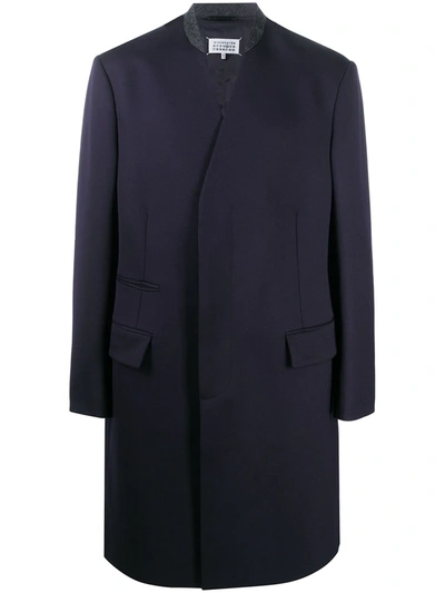 Shop Maison Margiela Four-stitch Wool Coat In Blue