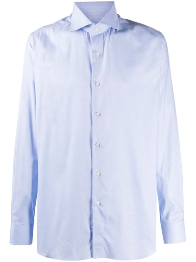 Shop Xacus Buttoned Long Sleeve Shirt In Blue
