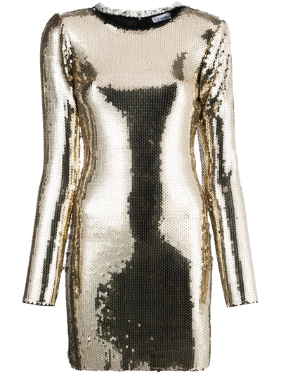 Shop Red Valentino Sequin-embellished Mini Dress In Gold