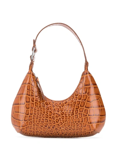 Shop By Far Crocodile-effect Shoulder Bag In Brown