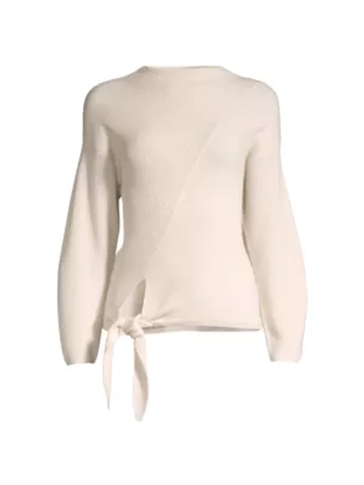 Shop Rebecca Taylor Side-tie Wool-blend Sweater In Vanilla