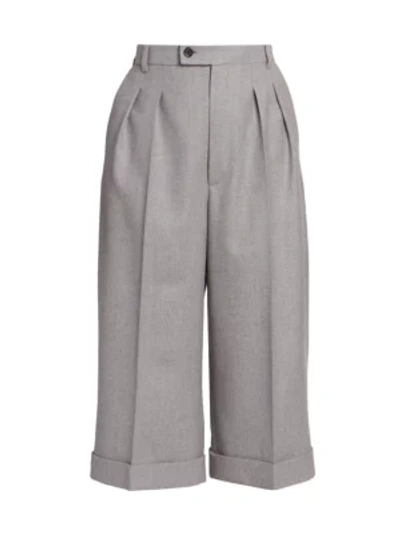 Shop Saint Laurent Women's Wool Bermuda Shorts In Grey