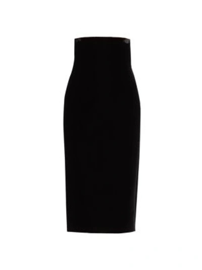 Shop Saint Laurent High-waist Velvet Pencil Skirt In Nero