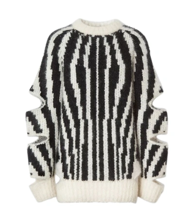 Shop Burberry Zebra Print Cut-out Sweater In Black/white