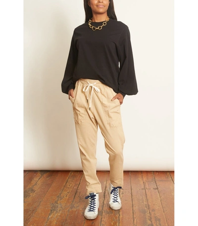 Shop Bassike Double Jersey Contrast Tapered Pant In Nutmeg In Neutrals