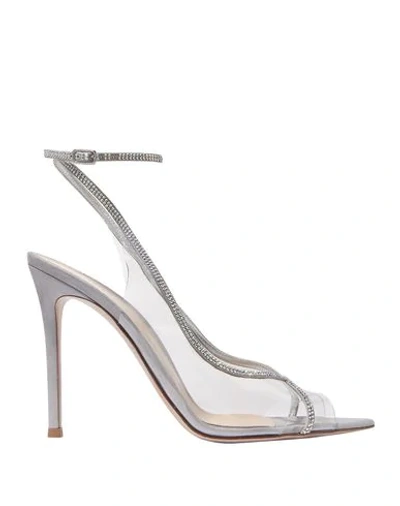 Gianvito Rossi Metallic-strap Transparent Sandals In Grey