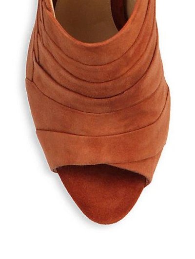 Shop Alexandre Birman Petals Suede Peep-toe Ankle Booties In Brown