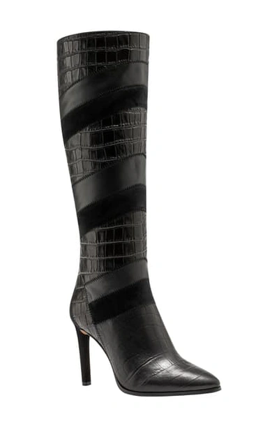 Shop Vince Camuto Saraalan Knee High Boot In Black Leather