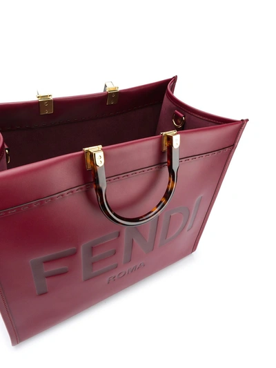 Shop Fendi Sunshine Leather Shopping Bag In Red