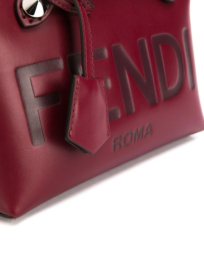Shop Fendi By The Way Leather Mini Boston Bag In Red