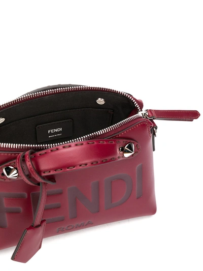 Shop Fendi By The Way Leather Mini Boston Bag In Red