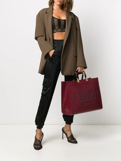 Shop Fendi Sunshine Leather Shopping Bag In Red