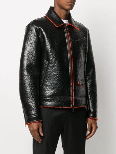 Shop Valentino Leather Jacket In Black