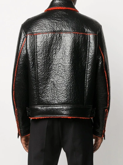 Shop Valentino Leather Jacket In Black