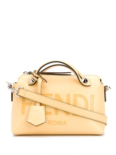 Shop Fendi By The Way Leather Mini Boston Bag In Yellow