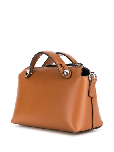 Shop Fendi By The Way Leather Mini Boston Bag In Brown