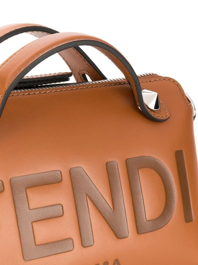 Shop Fendi By The Way Leather Mini Boston Bag In Brown